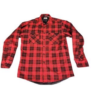 Vintage Fieldmaster Flannel Large L Red Plaid Perma-Prest Quilt Lined Men's